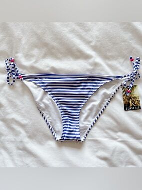 Skinny Dip Stripe String Bikini XL NWT blue & white women's bathing suit